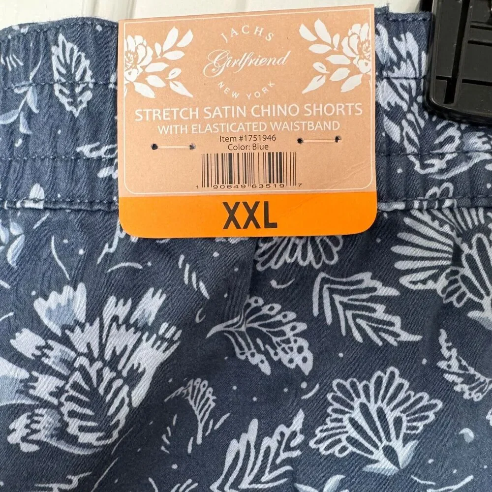 Jachs Girlfriend Women Sz XXL Shorts Blue Floral Chino Printed Midrise - Picture 4 of 5